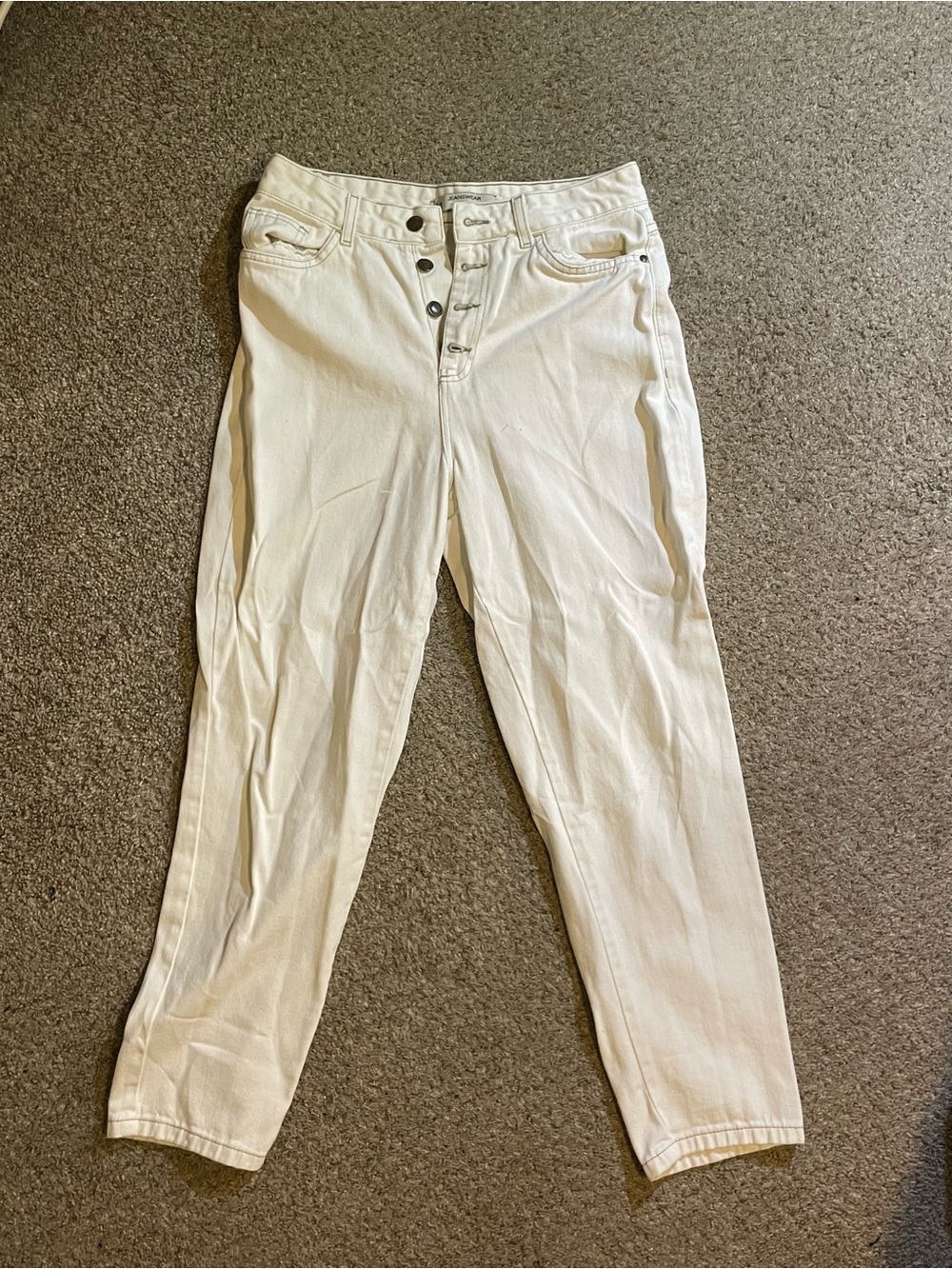High-Rise White Women’s Jeans with Button Fly